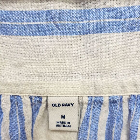 Linen Blend Cottagecore ‎ Top Blue White Stripe Medium - Picture 5 of 10